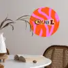 Zebraprint - Grafisch - COOL - Oranje Wandcirkel behangsticker klein -sfeer3