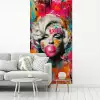 Vrouw - Kauwgom - Graffiti - Neonkleuren fotobehang vinyl groot -woonkamer