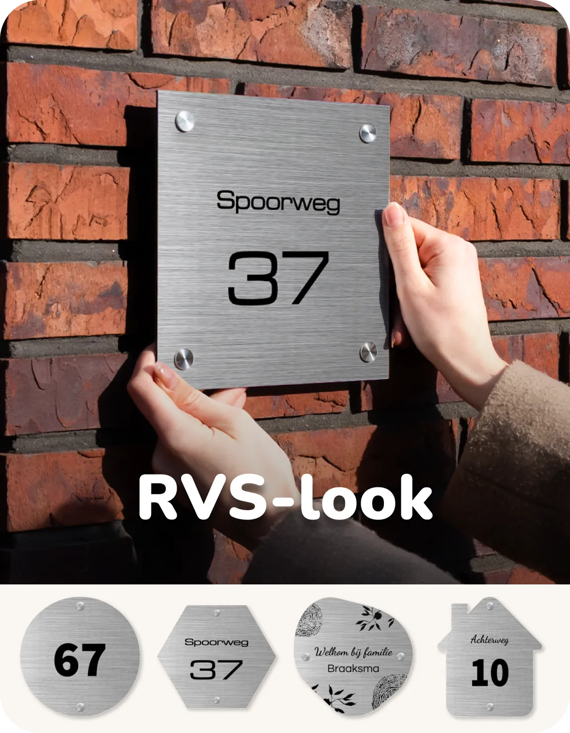 Naambordje RVS look