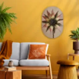 Droogbloem - Protea - Vintage - Beige - Rustiek Wandcirkel Ovaal Forex klein -sfeer4