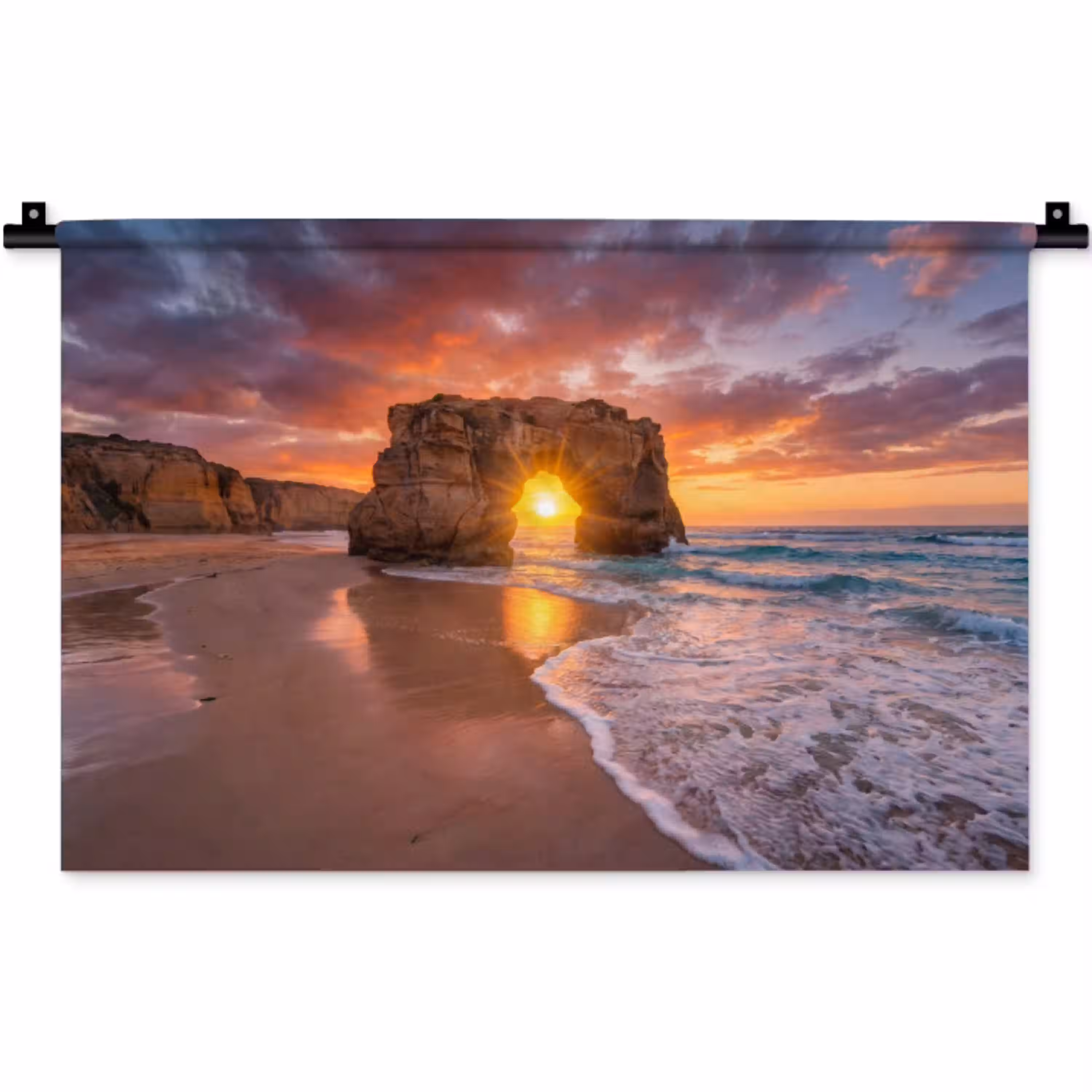 Kust - Rots - Zonsondergang - Zee - Natuur Wandkleed katoen klein -zz3d