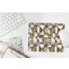 Abstract - Retro - Bruin muismat rubber klein 262 -witbureau