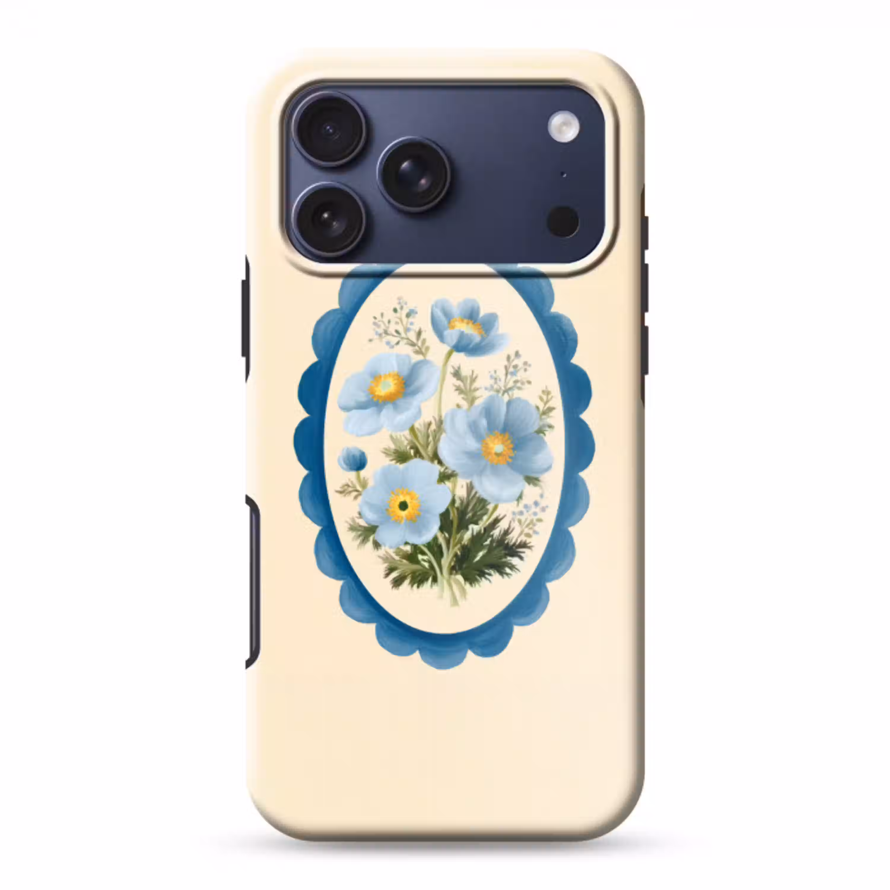 Lijst - Bloemen - Lichtblauw - Illustratie Toughcase MagSafe Apple iPhone 17 Pro Max klein -3d