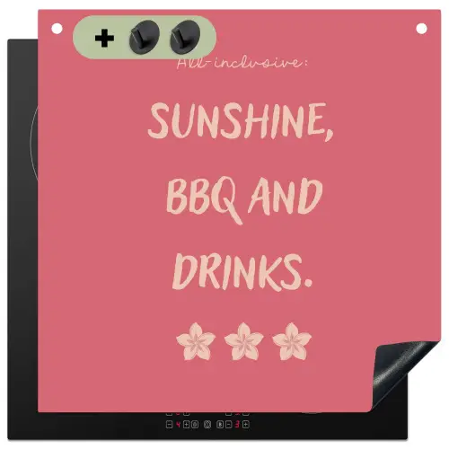 BBQ - Quote - Roze - Zomer Inductie beschemer met haakjes middel -3d