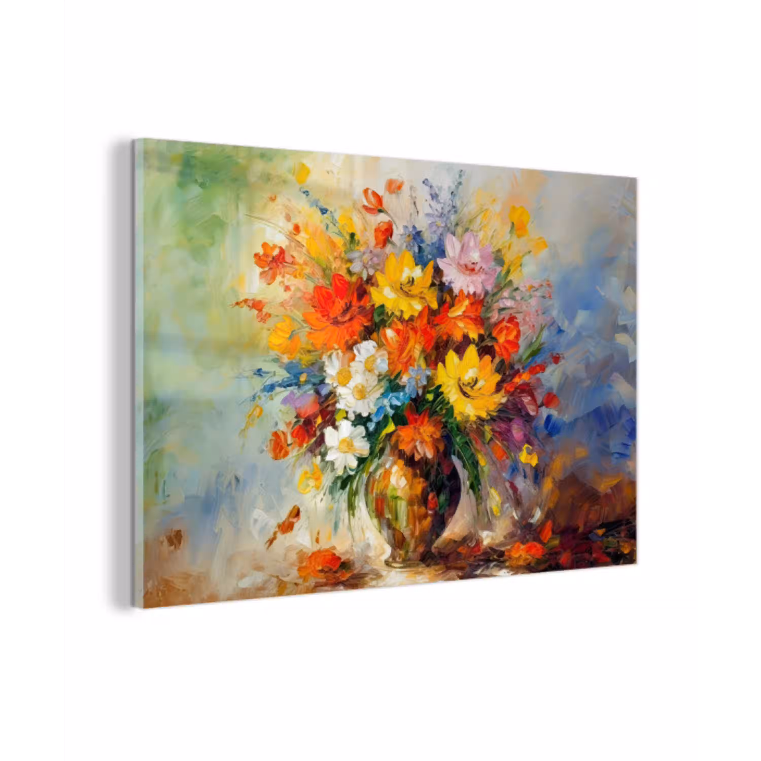 Bloemen - Kleurrijk - Olieverf - Bloempot plexiglas 5mm klein -z3d