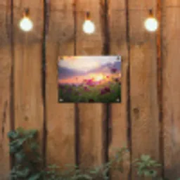 Bloemenveld bij zonsondergang tuinposter los doek klein -sfeer1