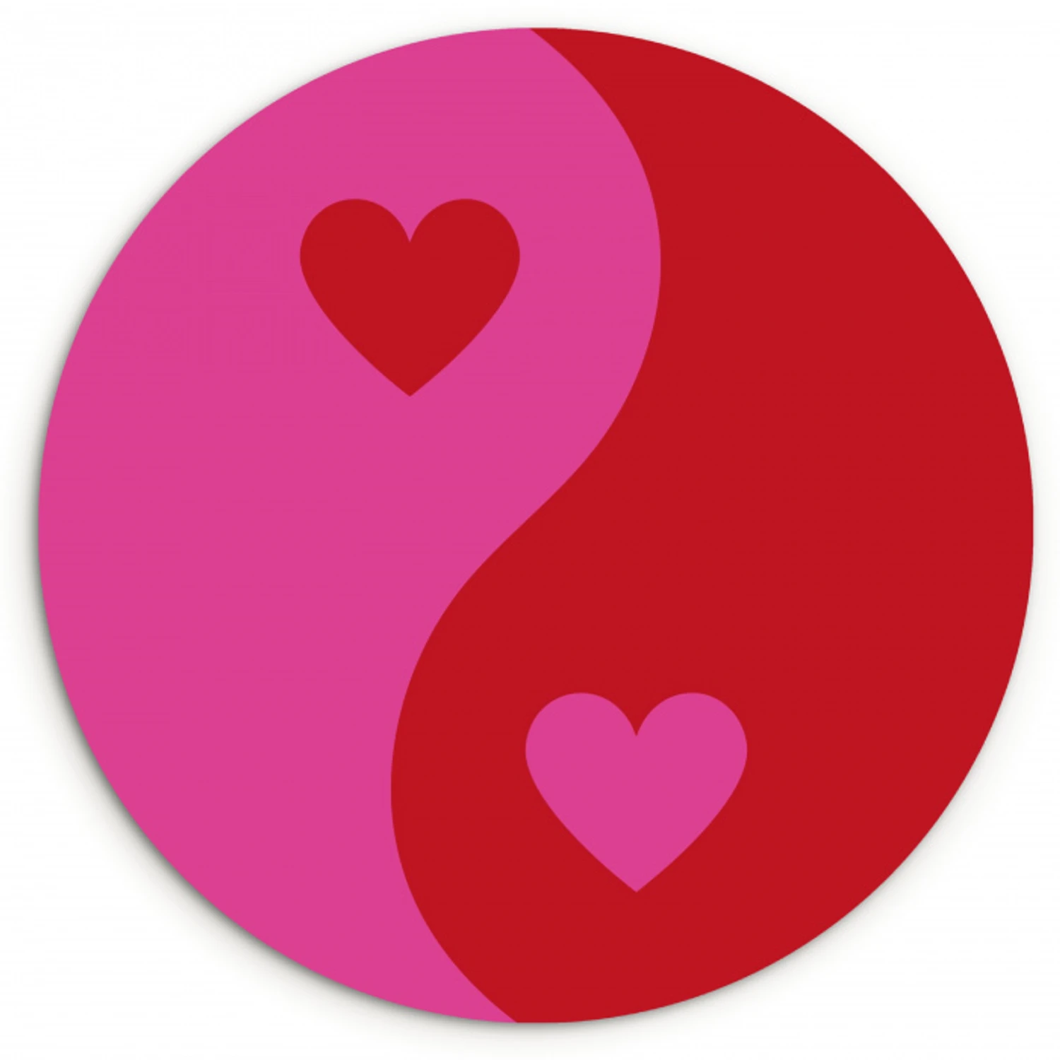 Minimalistisch - Rood - Roze - Hartjes KitchenYeah - Keuken - Wandcirkel Forex klein -3d