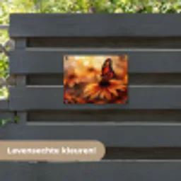 Vlinder - Bloemen - Oranje tuinposter los doek klein -sfeer3