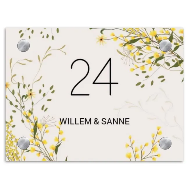 Gele bloemen - Klassiek Naambord Rechthoek middel -3d