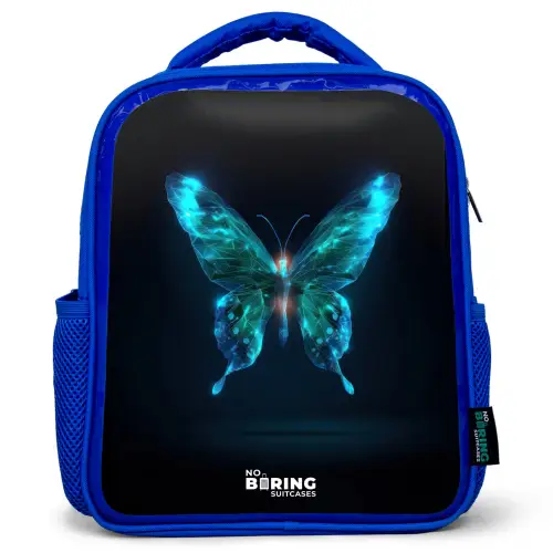 Magische digitale vlinder Kinderrugzak - Blauw middel -3d