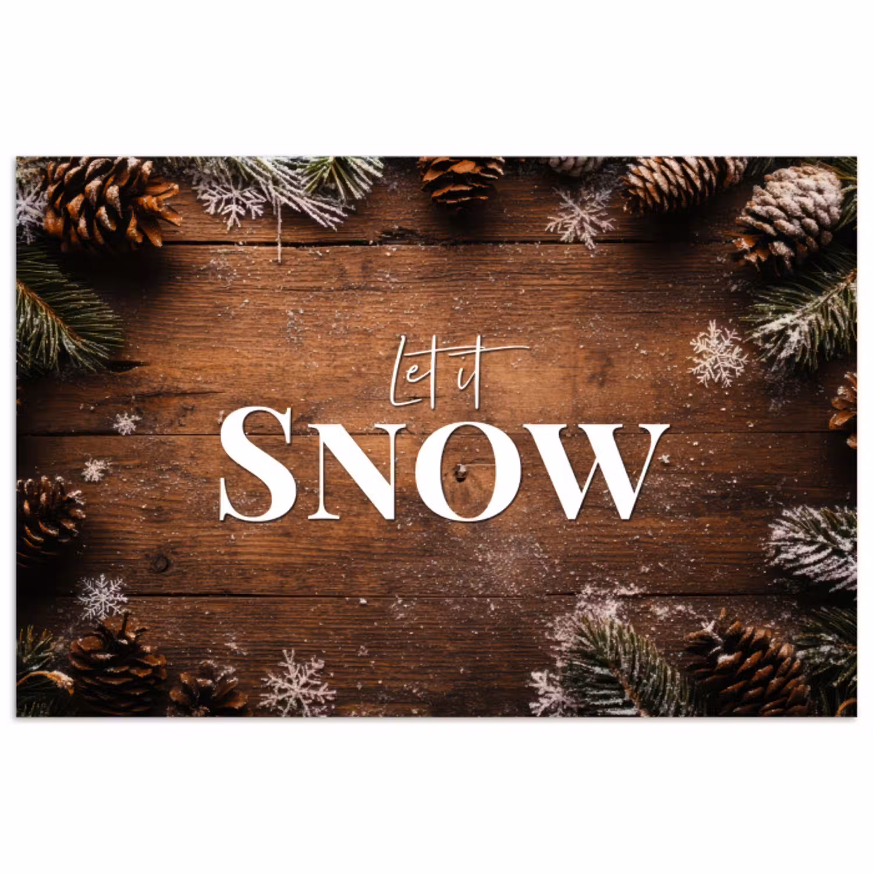 Sneeuw - Houtlook - Quote - Let it snow poster papier klein -3d