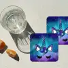 Eenhoorn - Sterrenhemel - Ster - Blauw onderzetter kurk middel -sfeer4