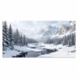 Sneeuwlandschap - Bergen - Rivier - Winter Muismat XXL klein -3d_leeg