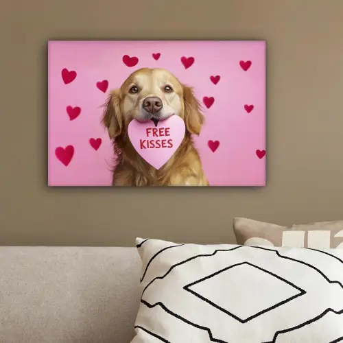 Hond - Kiss- Valentijn - Hartjes canvas 2cm klein -sfeer3