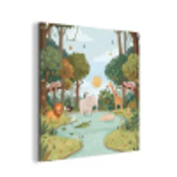Jungle - Oase - Dieren - Kleurrijk aluminium wit klein -3d