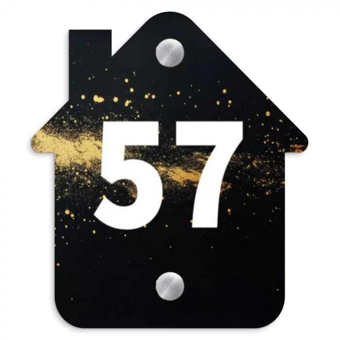 Gouden verfspatten - Traditioneel Naambord Huisje klein -3d