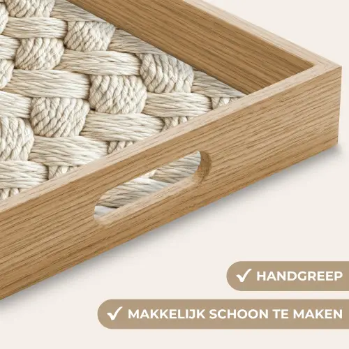 Touw - Gebreid - Beige Dienblad Rechthoek middel 911 -USP_HandgreepNL