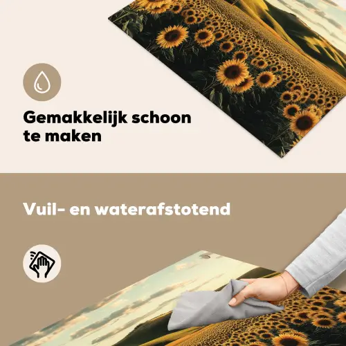 Zonnebloem - Veld - Windmolen Inductie beschemer met haakjes klein -ky-schoon-nl