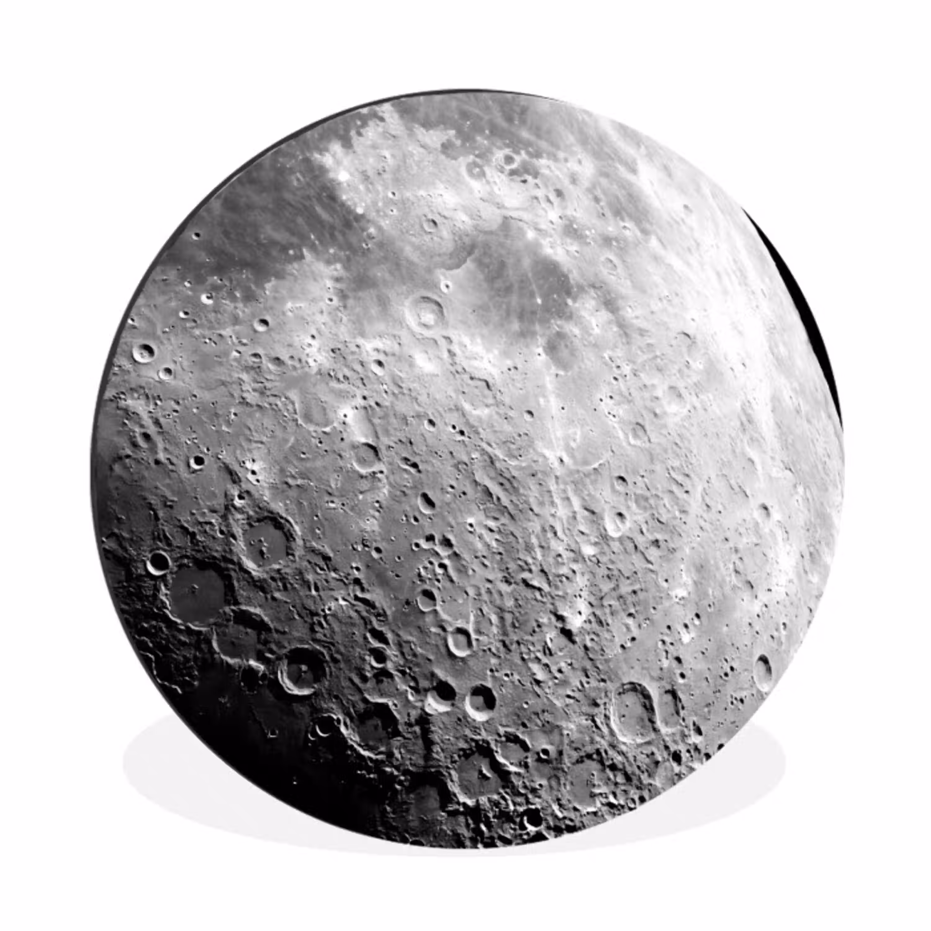 Maan - Kraters - Ruimte Wandcirkel aluminium klein -3d
