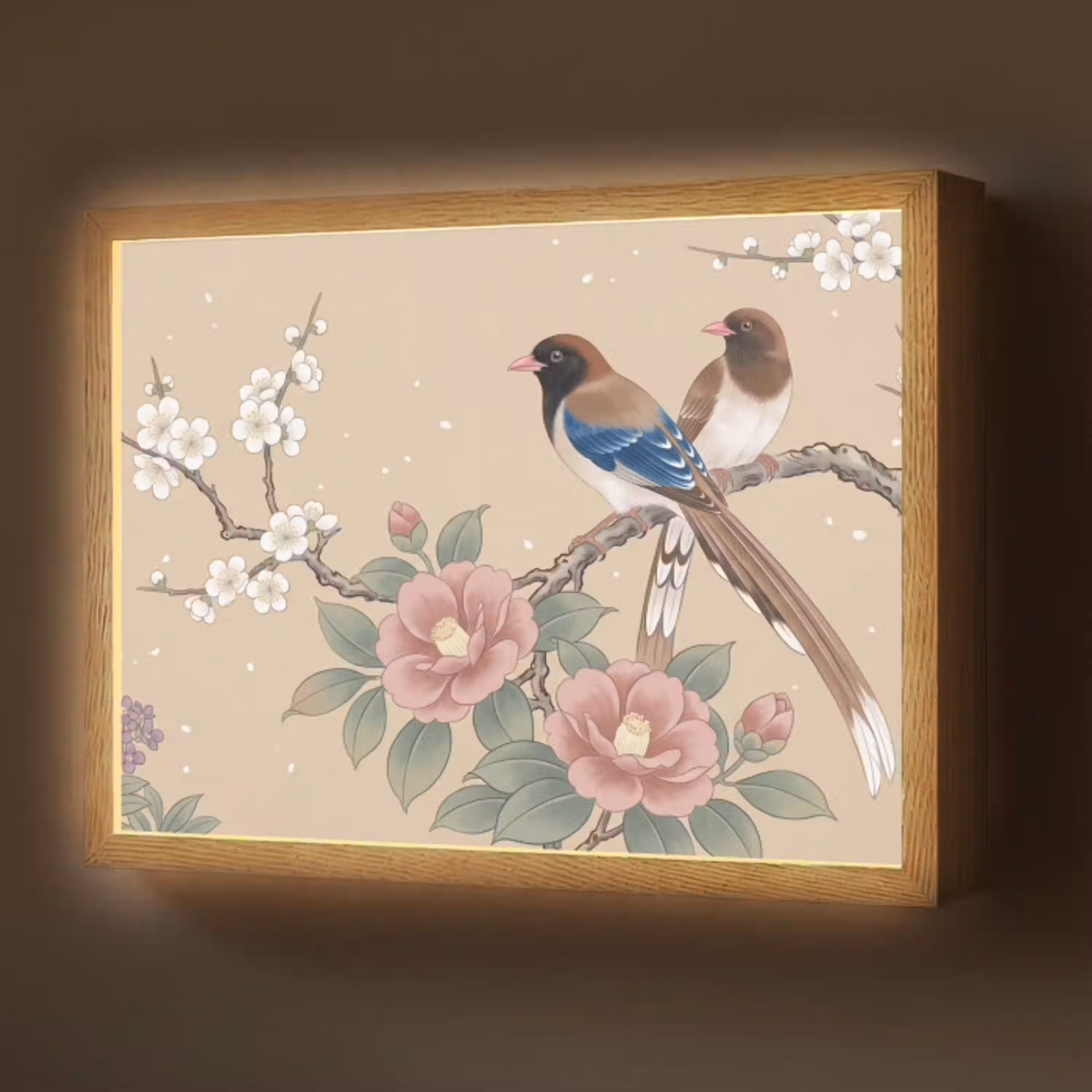 Bloemen - Vogels - Bloemen Light Box met batterij (Wandlamp) middel -z3d_website