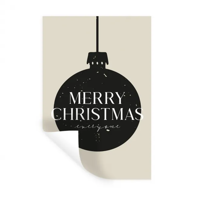 Kerstballen - Japandi - Christmas - Zwarte kerstballen Muursticker klein -3d