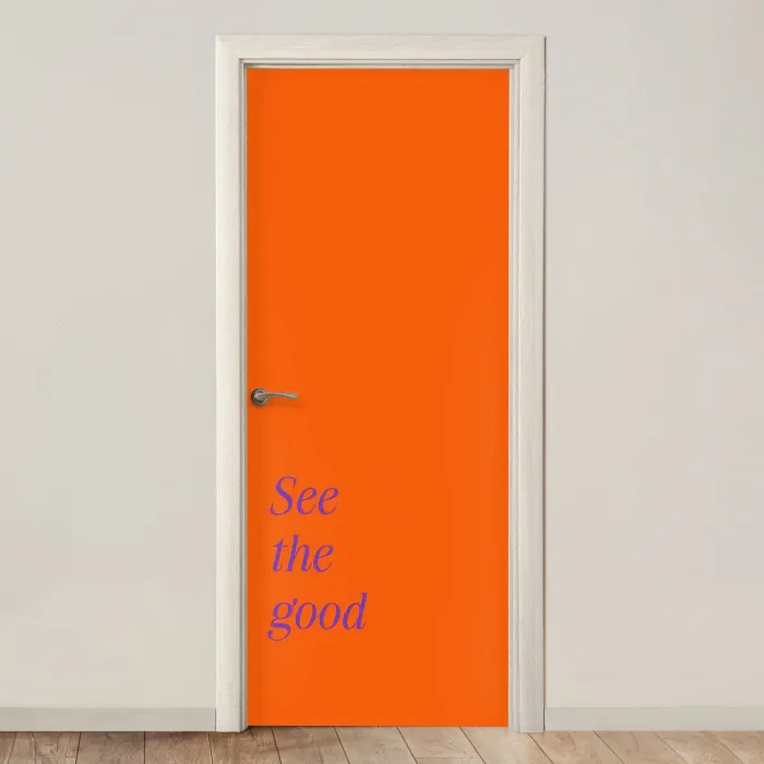 See te good - Paars - Oranje deurposter klein -3d_beige