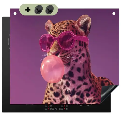 Panter - Zonnebril - Kauwgombel - Roze Inductie beschemer met haakjes middel -3d