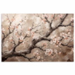 Bloesem - Takken - Schilderij - Beige - Serene poster papier klein -3d
