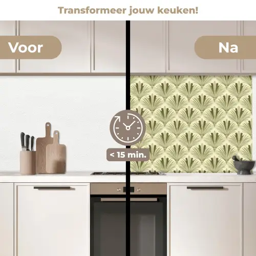 Klassiek - Waaier - Groen keuken achterwand 2 middel 871 -voor-na2_NL