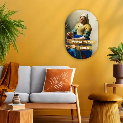 Melkmeisje - Goud - Quotes - Schilderij - Oude meesters Wandcirkel Ovaal Forex klein -sfeer4