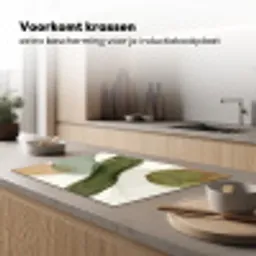 Abstract - Vormen - Modern - Kunst - Groen - Bruin Inductie beschermer vinyl 3mm klein -sfeer1