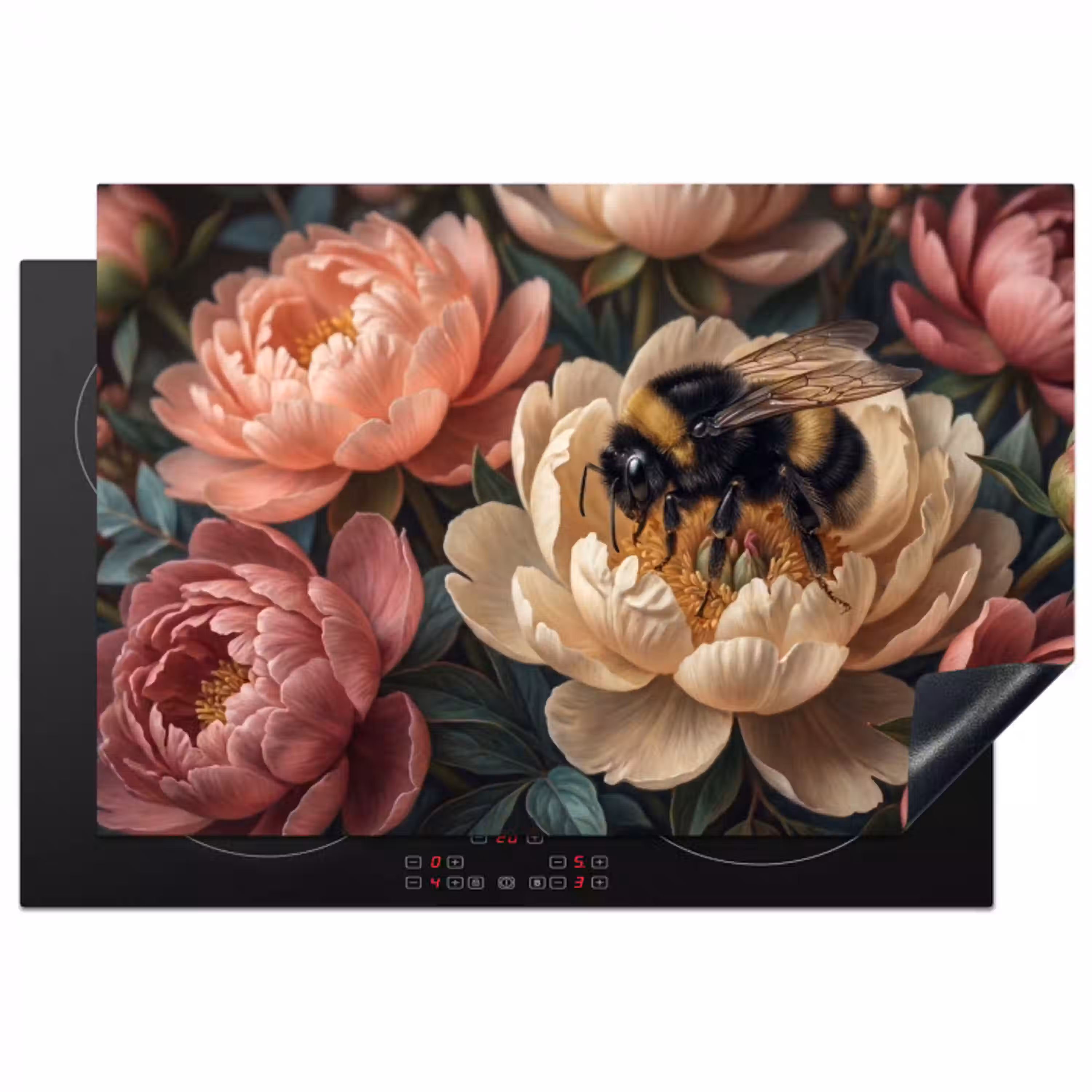 Bloemen - Insect - Natuur - Roze Inductie beschermer vinyl 3mm klein -3d