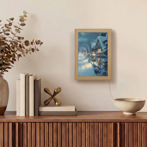 Kerstdorp - Kerst - Sneeuw - Winter Light Box met kabel (Tafellamp) klein -sfeer2