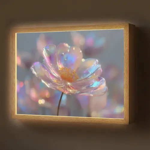 Bloem - Transparant - Pastelkleuren - Druppels Light Box met batterij (Wandlamp) middel -z3d_website