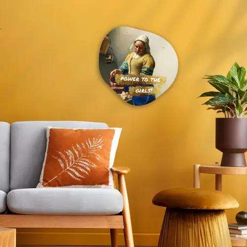 Melkmeisje - Goud - Quotes - Schilderij - Oude meesters Wandcirkel Organisch Forex 3mm klein -sfeer4