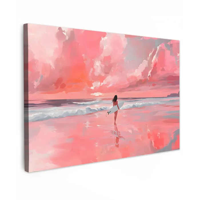 Roze - Surfen - Zee canvas 2cm klein -z3d