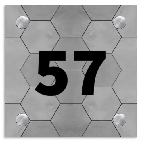 Grijze tegels - Traditioneel Naambord Vierkant klein -3d