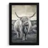 Schotse hooglander - Dieren - Wolken - Koe - Natuur fotolijst zwart zonder passe partout klein -3d
