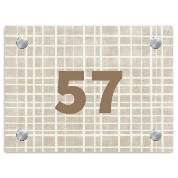 Beige raster - Traditioneel Naambord Rechthoek middel -3d