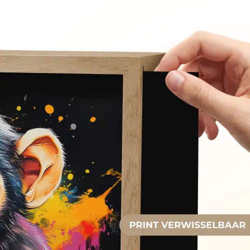 Aap - Graffiti - Kleurrijk - Bananen - Modern Light Box met batterij (Wandlamp) middel -USP_websiteprintNL