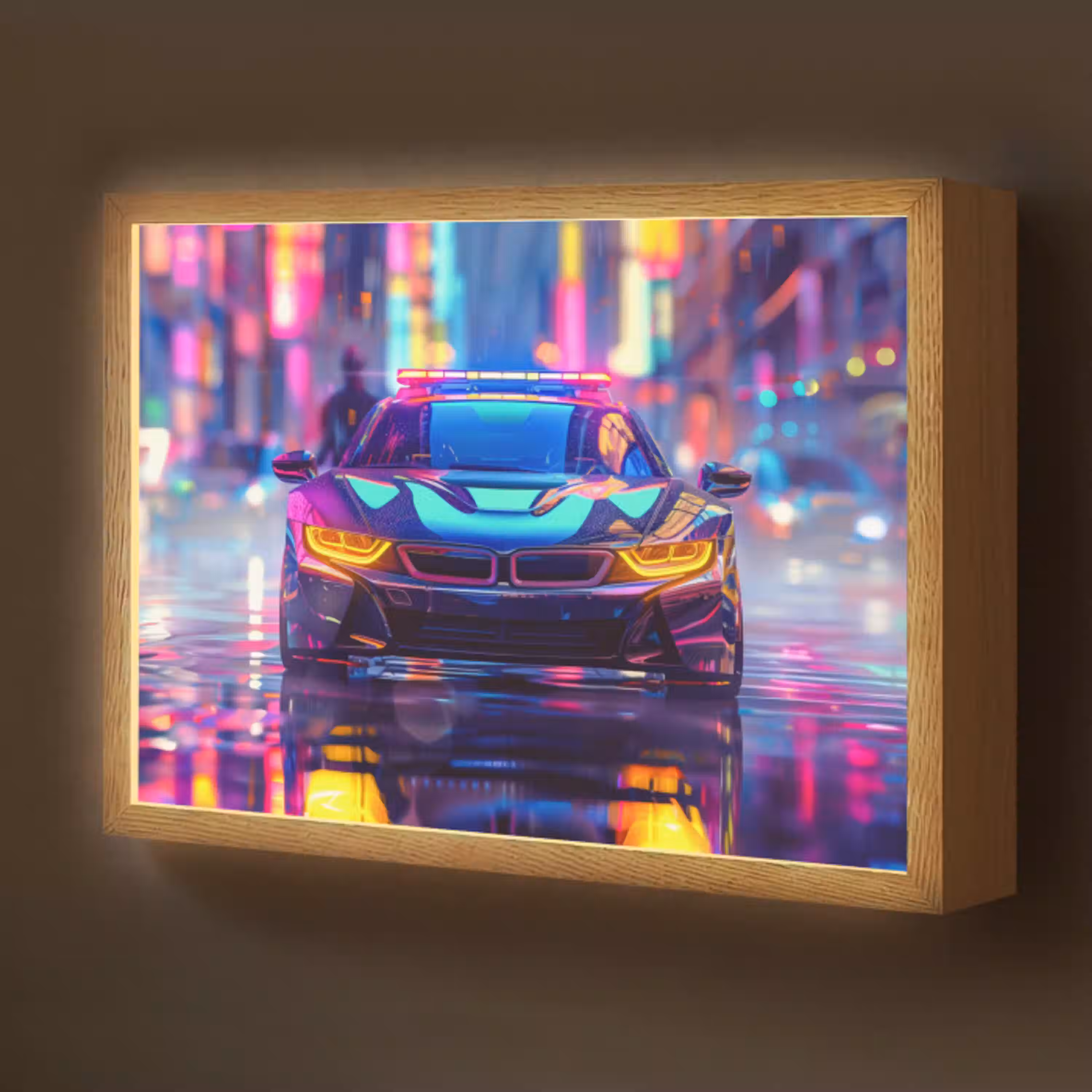 Auto - Politie - Stad - Jongens - Kleurrijk Light Box met batterij (Wandlamp kind) middel -z3d_website