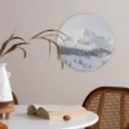 Berg - Sneeuw - Winter - Natuur - Wit Akoestische PET Vilt - Rond klein -sfeer3