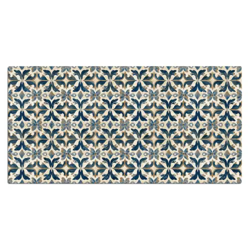 Tegel - Patroon - Blauw - Beige Muismat XXL klein 681 -3d_leeg