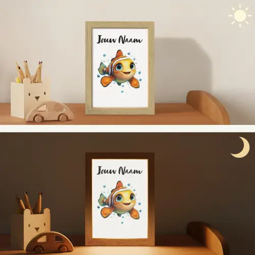 Clownvis - Oranje - Vis - Water Light Box met kabel (Kinderlampje) klein -sfeer3_kind