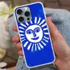 Zon - Gezicht - Penseelstructuur - Blauw Hoesje iPhone 16 Pro Max met koord klein -sfeer3