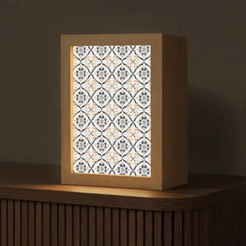 Bladvorm - Patroon - Kleurrijk Light Box met kabel (Tafellamp) klein 925 -z3d_website