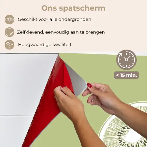 Kiwi - Lijntekening - Minimalistisch - Groen keuken achterwand spatscherm klein -spatscherm_NL