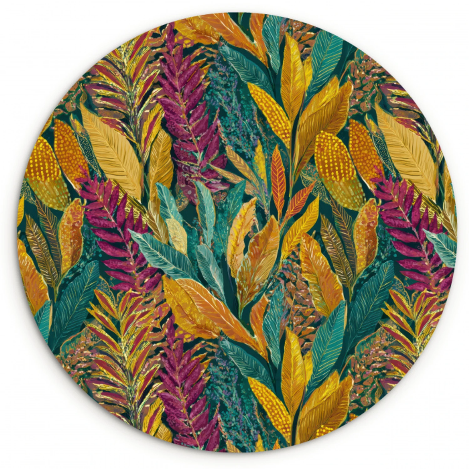 Tropische - Botanisch - Patroon - Kleurrijk - Exotisch Wandcirkel kunststof plaat 5mm dik klein 188 -3d