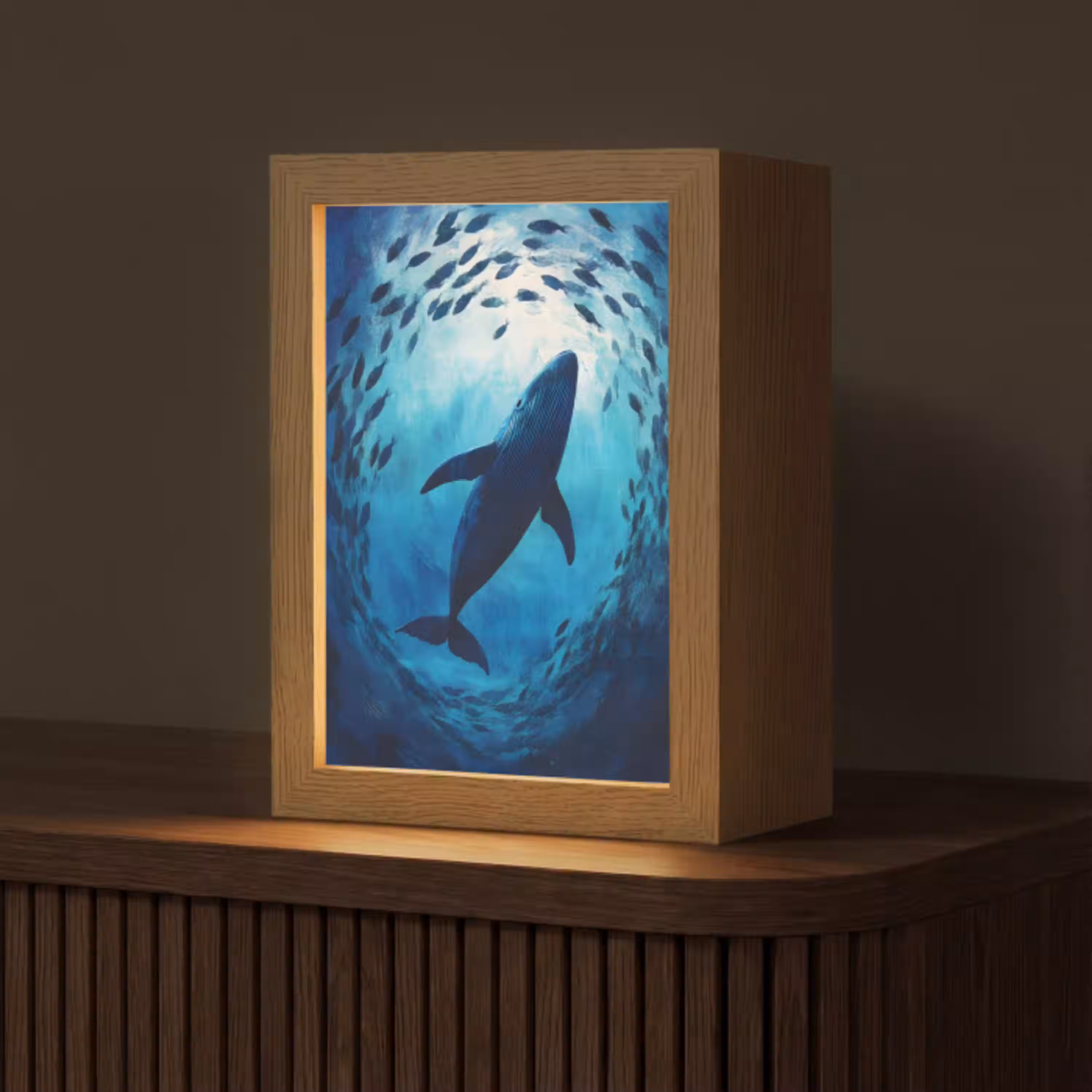 Walvis - Vissen - Donkerblauw Light Box met kabel (Tafellamp) klein -z3d_website