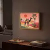 Kameel - Gekleurd tapijt - Duinen - Rode zon Light Box met batterij (Wandlamp) middel -sfeer1